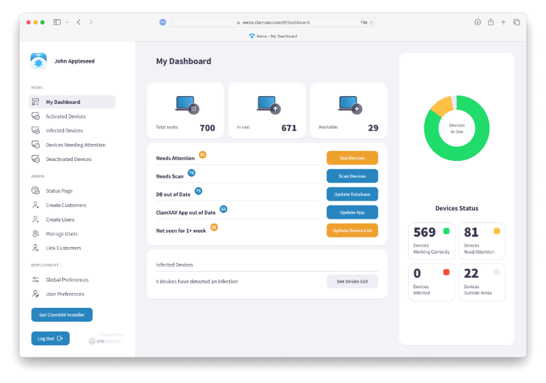 ClamXAV Xenia Management Console